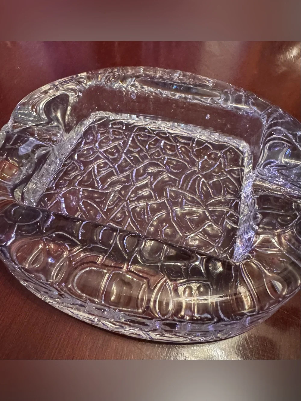 Vintage Mid Century Modern Sweden Scandinavian Art Glass Ice Block Ashtray